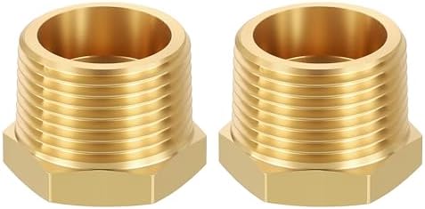 METALLIXITY 2PCS 3/4" MNPT x 3/8" FNPT Thread Brass Hex Bushing Extension | Brass Pipe Fittings, Tube Adapters Convert for Water Line, Tub Spout/Shower Head