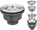 3-1/2 ‘’Kitchen Sink Drain Assembly Kit 304 Stainless Steel Sink Strainer Drain Basket Replacement with Sink Stopper Sealing Lid for Kitchen Bathroom Drain Kit