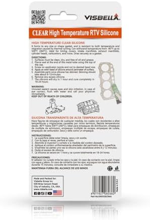 Visbella High Temperature RTV Silicone Gasket Maker, Sealed Oil Resistant Waterproof Quick Dry Liquid for Bonding Internal Combustion, Steam Turbines, Automotive Engine Parts 3.7OZ (Clear)
