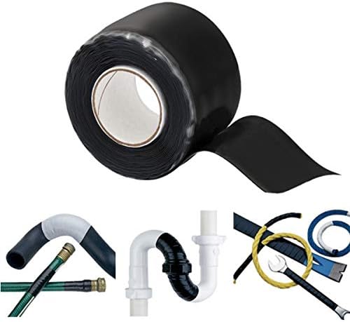 Self Fusing Silicone Tape 2.5cmx1.5m Waterproof Repair Tape for Air Hose Repair, PVC Pipe Repair, Leak Seal, Wire Insulation (Black)