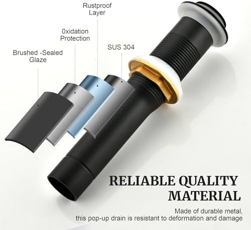 Pop up Sink Drain Stopper for Bathroom Vessel Vanity Sink Art Basin Matte Black, Small Cap Without Overflow, Metal Pop-up Drain Strainer with Detachable Basket Stopper (Pack of 2)