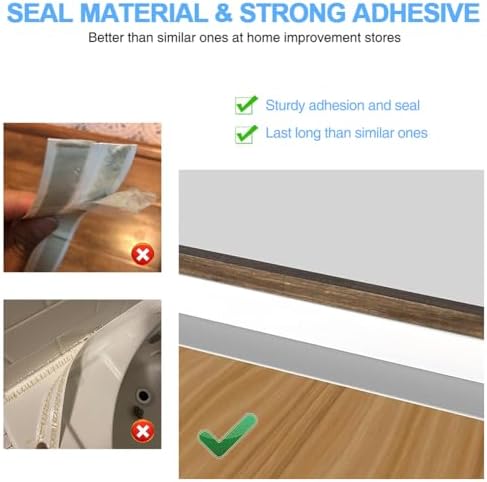 2 Rolls Caulk Tape Self Adhesive, Bathroom Waterproof White Caulking Sealant Strip Peel & Stick Wallpaper Floor Tile Toilet Tub Sink Backsplash Kitchen Wall Decor, Easier to Use Than Silicone Caulk