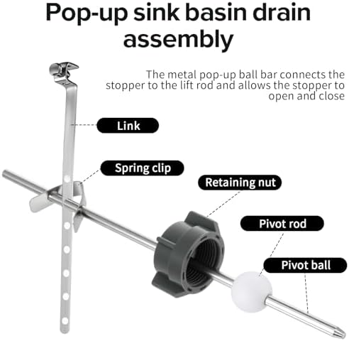 2 Pcs Sink Drain Parts, Pop Up Stopper Assembly Sink Stopper Replacement
