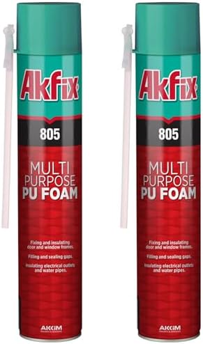 Akfix 805 Gap Filler Expanding Foam Sealant (2x25.3 Oz)- Gaps and Cracks Spray Insulation Can, Polyurethane Expanding Waterproof Sealant with Straw, for Window and Door | 25.3 Oz. 2 Pack