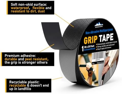 Rubber Grip Tape, 4 In x 10 Ft, Non-Abrasive Strong Adhesive Waterproof