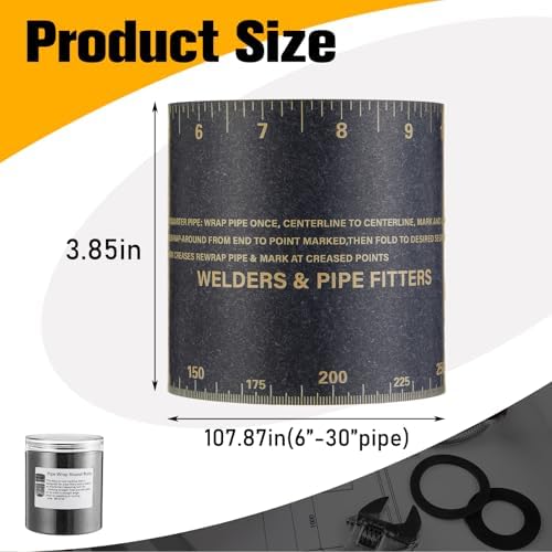 Relaxweex 550°F Pipe Wrap Around Tool for Pipe Fitters, High Heat Resistant Pipes Measuring Tool for 6" to 30" Diameter Pipes, Flex Angle Piping Fitter Tools with Storage Box for Welding and Marking