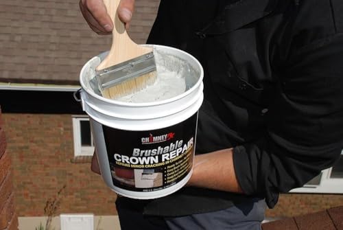 ChimneyRx 300014 Brushable Chimney Crown Repair – Elastomeric & Waterproof Coating for Crowns & Masonry - Fast-Setting & Long-Lasting Protection Crack & Leak Prevention - 2 Gallon
