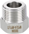 METALLIXITY 1PCS 3/4" MNPT x 1/2" FNPT Thread SUS304 Hex Bushing Extension | 304 Stainless Steel Pipe Fittings, Tube Adapters Convert for Water Line, Tub Spout/Shower Head