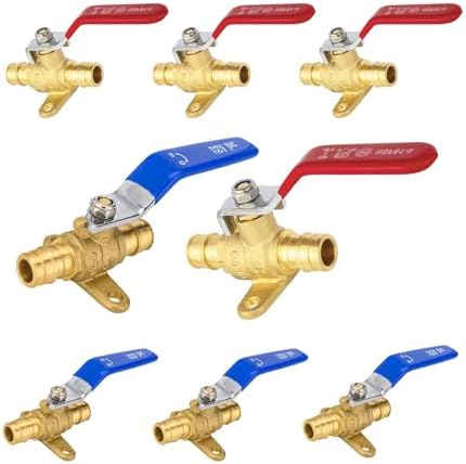 8 PCS Foskan 1/2" PEX A Expansion Shut-off Ball Valves with Drop Ear