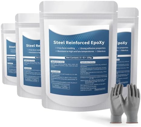 Strong Clay Iron Adhesive, Steel Reinforced Epoxy Putty, AB Two-Part, Waterproof, Heat Resistant, Fast Repair Filler for Metal Wood Ceramic Concrete Tile Plastic PVC Cracks Holes (14oz)