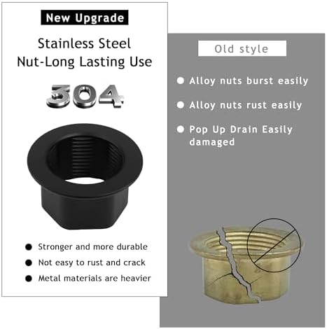 Bathroom Sink Drain,Drain Stopper Bathroom Sink Without Overflow,Small Cap Pop Up Drain Assembly with Detachable Strainer Basket,Built-in Anti-Clogging, Stainless Steel Nut Matte Black