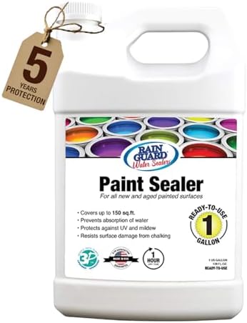 Rain Guard Paint Sealer 1 Gallon | Ready to Use | Protects Painted Concrete, Wood, Stone | Silane/Siloxane Acrylic Waterproofer | UV Resistant | Fast Drying | Semi-Satin Finish