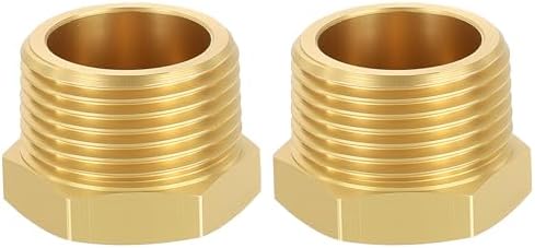 METALLIXITY 2PCS 1" MNPT x 1/4" FNPT Thread Brass Hex Bushing Extension | Brass Pipe Fittings, Tube Adapters Convert for Water Line, Tub Spout/Shower Head