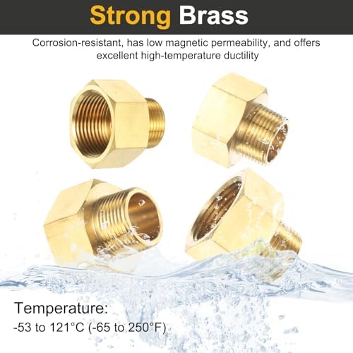 PATIKIL Brass Pipe Fitting, 1Pcs 1/4" NPT Male to 1/4" NPT Female Pipe Reducer Adapter Extension Connectors Brass Fittings for Water Gas Refrigeration