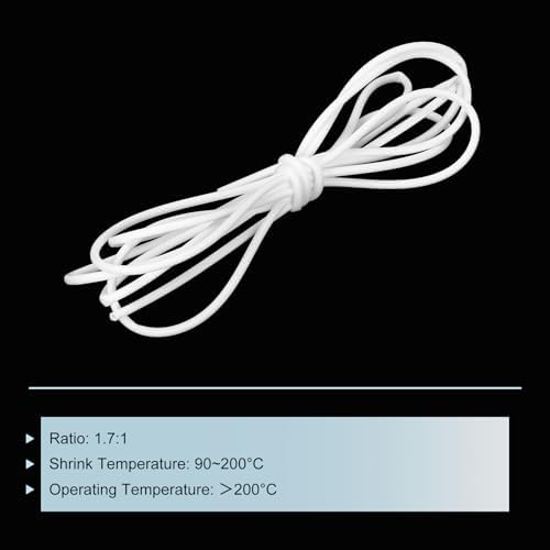 MECCANIXITY Silicone Heat Shrink Tubing 1.7:1 Ratio 1/16"（1.5mm) ID x 3/32"（2.5mm) OD 6.56ft(2m) Silicone Rubber Hose Insulation Sleeve for Automotive Wiring Marine, White