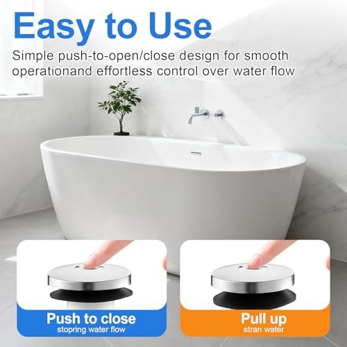 2 Sets Tub Stopper Bathtub Drain Stopper with 3/8'' and 5/16'' Thread Studs Adapter, Bathroom Tub Drain Stopper Compatible with K-1068204 (Chrome Cover)
