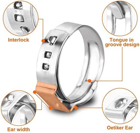 40Pcs 36.4mm-39.6mm Single Ear Hose Clamps 304 Stainless Steel PEX Cinch Clamps Stepless Cinch Crimp Rings Pinch Clamps for Pipe Fitting Connections