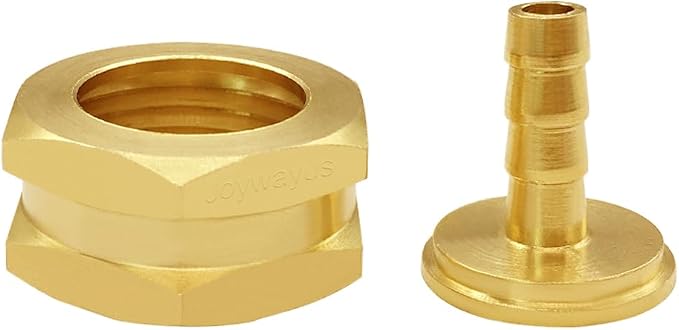 Joywayus 2Pcs 1/4"Barb to 3/4"GHT Female Brass Garden Hose Repair Connector | Swivel, Water Pipe Connector, Copper Fitting, Stainless Clamp, House/Boat/Lawn/Power Wash/Irrigation