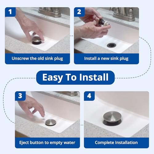 972-098J Brushed Nickel Bathroom Sink Push & Seal Pop Up Drain Stopper