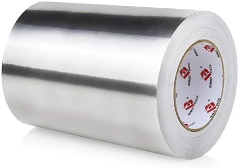 BOMEI PACK Aluminum Foil Tape,Heavy Duty Metal Duct Tape,High Temperature Silver Tape,Perfect for Sealing & Patching,HVAC,Air Ducts,Insulation and Metal Repair (8 Inch x 55 Yards)