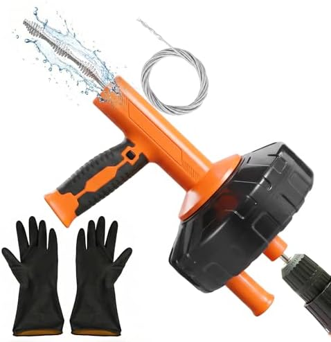 Drain Snake 33ft Flexible Steel Spring, Drain Auger with Drill Adapter