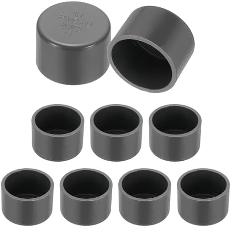 PATIKIL PVC Pipe End Caps, 9 Pack 1.3" Diameter Pipe Cover Cap Plug Adapter Socket Fittings for Build DIY Furniture Garden Shelf Water Line, Grey