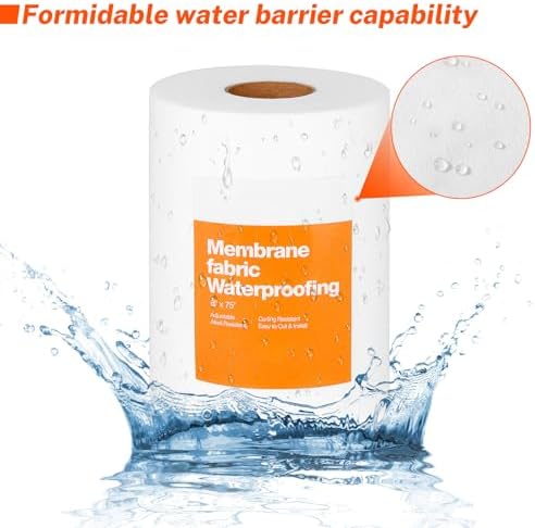 One Sight 6 Inches X 75 Feet Waterproofing Membrane Fabric, Roll Anti-Fracture Non-Woven Liquid Waterproof Fiberglass Mesh Tape for Bathroom Shower Walls, Floors, Tiles, Seam (Pack of 2)