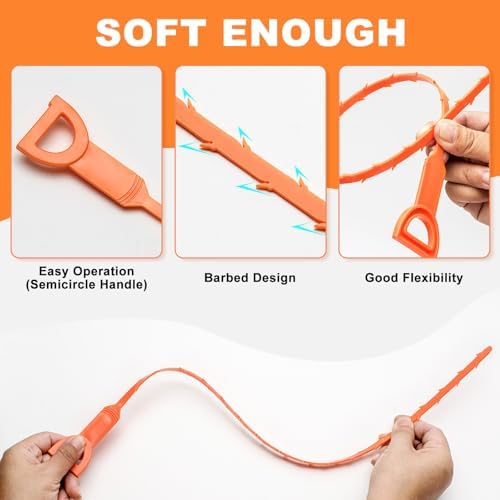Drain Snake Clog Remover - 6 Pack 20 Inch Flexible Hair Tool