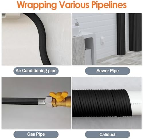 TOHONFOO Pipe Insulation Wrap Tape,Thickened Insulation Tape,3inx13ft,Black | Weather Resistant Foam Tape Insulation,3 inch pipe insulation tape outdoors,ac line/pipe insulation winter freeze protection