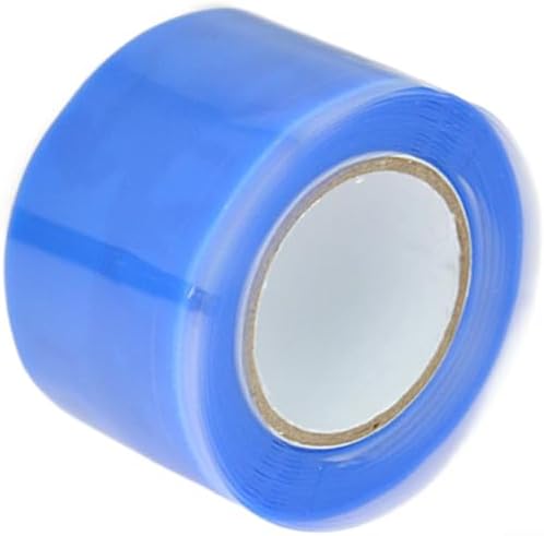 Self Fusing Silicone Tape for Wire Splicing and Sports Equipment Grip, Double Sided with Flame Retardant PVC for Enhanced Safety and Durability (Blue)