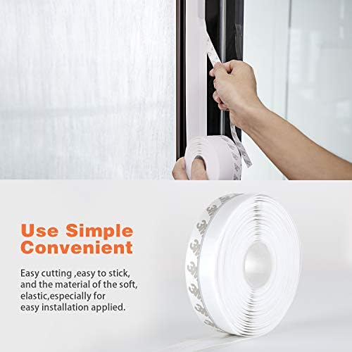 26 Feet Silicone Seal Strip,Door Weather Stripping Door Seal Strip Window Seal Silicone Sealing Tape for Door Draft Stopper Adhesive Tape (White, 45mm)