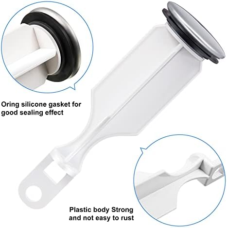Enhon 2 Hole Pop Up Stoppers, Chrome Bathroom Sink Stopper fits Most Pop Up Drain Design, 4-1/2 Inch Tall, 1-3/8 Inch Cap Diameter, with Gasket Seal(6 Pack)