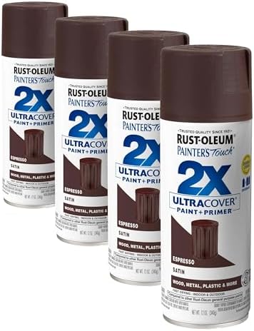 Rust-Oleum 334066 Painter's Touch 2X Ultra Cover Spray Paint, 12 oz, Satin Espresso (Pack of 4)