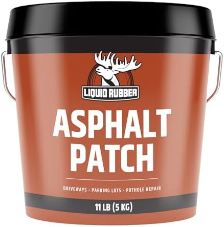 Liquid Rubber Asphalt Patch, Cold Patch for Driveways & Potholes, 11lb Pail
