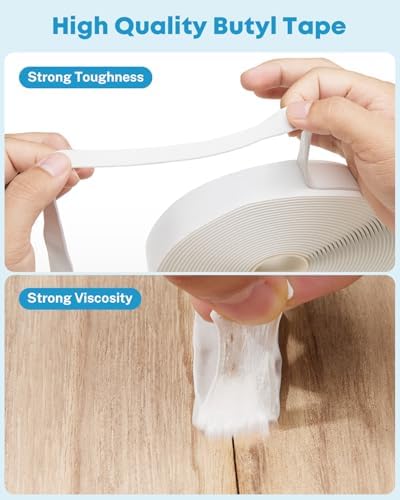 Kohree Butyl Tape White 2 Pack, 1/8" x 3/4" x 30 ft, Butyl Sealant Tape | RV Putty Rubber Seal Tape Leak Proof for RV Repair, Window, Boat Sealing