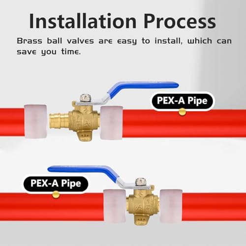 40-Pack Foskan 1/2" Brass PEX Expansion Drop Ear Ball Valve with Blue Handle, Full Port Shut-off Valve for Hot and Cold Water Distribution