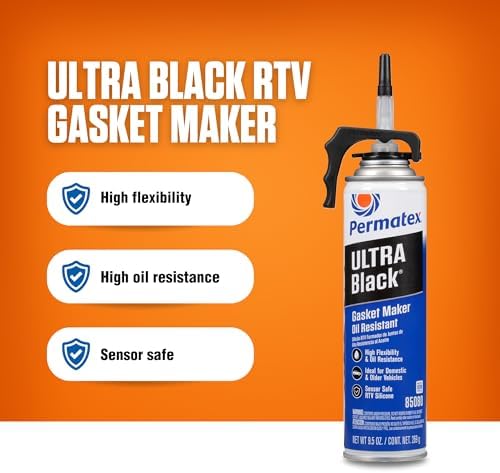 Permatex 85080 Ultra Black Maximum Oil Resistance RTV Silicone Gasket Maker, 9.5 oz. PowerBead Can