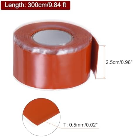 HARFINGTON Self Fusing Silicone Tape 1" x 10ft x 0.02" Waterproof Sealing Plumbing Rubber Tape for Water Pipe Hose Leak Silicone Grip Repair Seal, Red