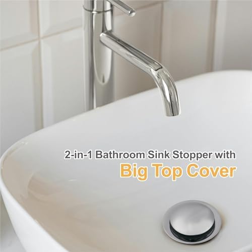 WELLUP Bathroom Sink Stopper,Sink Drain Stopper Pop Up Strainer Chrome