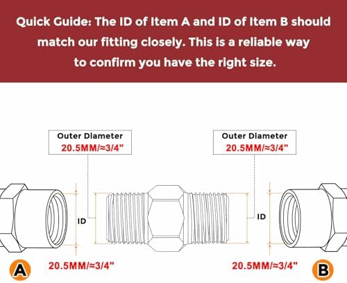 Pack of 2, 1/2" Male NPT To 1/2" Male NPT SUS304 Hex Nipple | Solid Male Pipe Adapter Hose Connectors with Sealing Tape for Pipe Repair, Bathroom Remodel, Tool Extensions, Compression