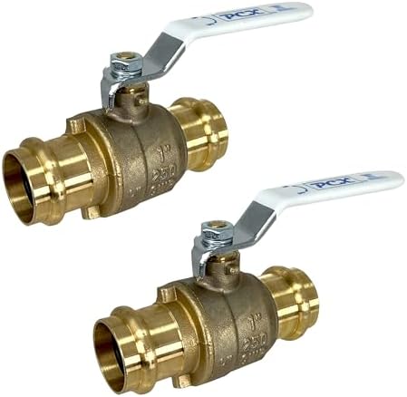 PROCURU 2-Pack 1-Inch Press Copper Ball Valve, Heavy Duty Brass Body, Full Port, LF Certified Safe (3BP100-2P)