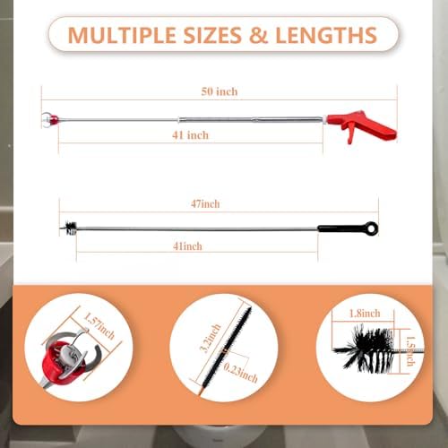 Drain Snake Toilet Auger AC Drain Line Cleaning brush Hair Clog Remover Tools Drain opener set for Men/Women Perfect Option Types of clog for Toilet,Kitchen Sink,Bathroom Sewer Various Projects