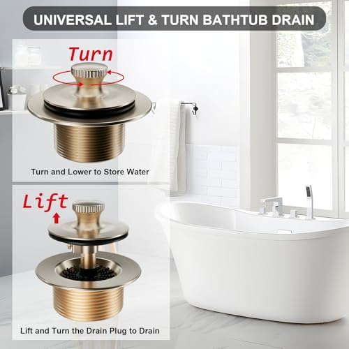 Bathtub Drain Stopper & Two-Hole Overflow Kit, Tub Drain Hair Catcher