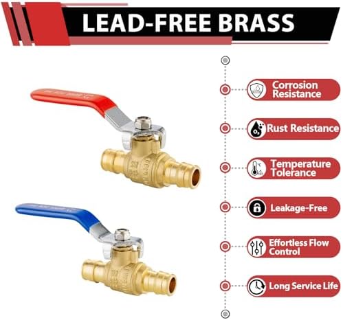 10PC EFIELD 1/2-Inch Brass PEX-A Expansion Ball Valve for Pex-A Pipe