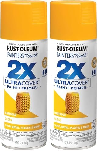 Rust-Oleum 249862 Painter's Touch 2X Ultra Cover Spray Paint, 12 oz, Gloss Marigold (Pack of 2)