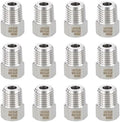 METALLIXITY 12PCS 1/4"MNPT x 1/8"FNPT Threaded SUS304 Hex Bushing Extension | 304 Stainless Steel Pipe Fittings, Tube Adapters Convert for Water Line, Tub Spout/Shower Head