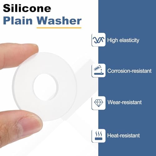 PATIKIL M16 Silicone Flat Washer, 8 Pcs 16mm ID 40mm OD 3mm Thick Plain Washer Grommets O-Ring Sealing Gasket Spacer for Faucet Pipe Water Hose Shower Door Handles, White