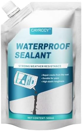 CAYRCCY 500ml Waterproof Crack Sealant, Instant Leak Repair Coating, High Elasticity Waterproof Seal for Concrete, Roof, Bathroom, Kitchen, Exterior & Interior Use, Durable Weatherproof Sealant