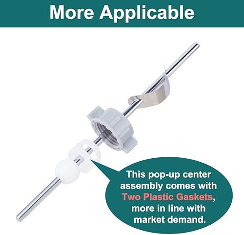 Lavatory Pop-Up Center Piece Assembly,Pop-Up Drain Repair Kit,Fits Most Popular Brands,Replacement Bathroom Sink Pivot Rod,15MM Ball, Chrome（2PCS）
