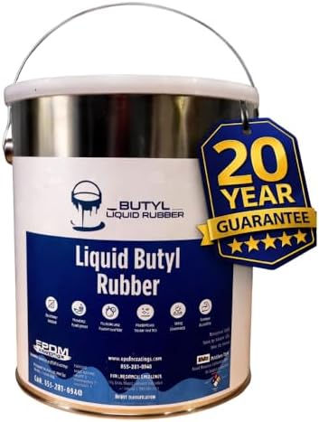 Best EPDM Liquid Butyl Rubber Roof Coating | Waterproof Roof Sealant | One Coat Application – No Primer Needed | Works on EPDM TPO Metal Fiberglass Concrete | 1 Gallon - White | Covers 50 Sq. Ft.